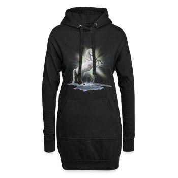 Chemise des chevaux - cheval blanc , moisissure - Sweat-shirt à capuche long Femme - noir - Devant