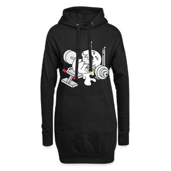 Ei Bankdrücken Cracked Egg Muskeln Fitnessstudio - Hoodie-Kleid - Schwarz - Vorne