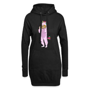 Anime Mädchen Einhorn Kawaii Manga Fan Japan Otaku - Hoodie-Kleid - Schwarz - Vorne