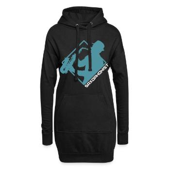 Saxophon - Hoodie-Kleid - Schwarz - Vorne
