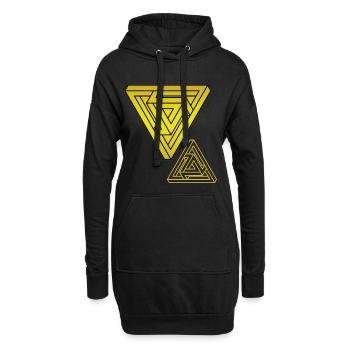 Illusion d’optique Triangle - Sweat-shirt à capuche long Femme - noir - Devant