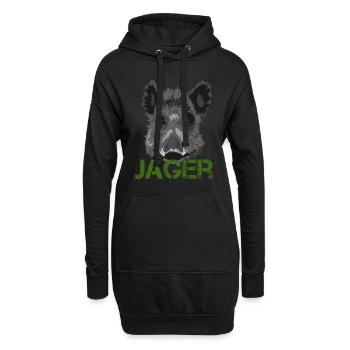 Chasseur sanglier chasse idée cadeau - Sweat-shirt à capuche long Femme - noir - Devant