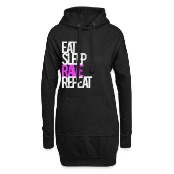 Rave Raver Techno Musik Eat Sleep Rave Repeat - Hoodie-Kleid - Schwarz - Vorne