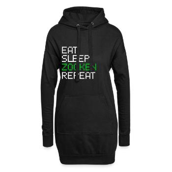 Jeu vidéo sort amusant eat jouer repeat - Sweat-shirt à capuche long Femme - noir - Devant