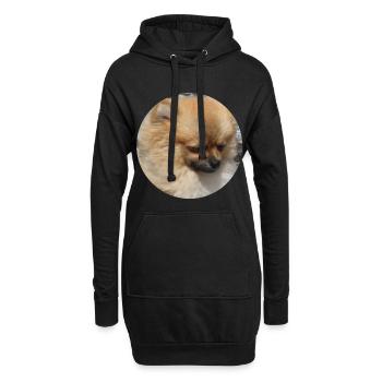 Chien mignon de race poméranien - Sweat-shirt à capuche long Femme - noir - Devant