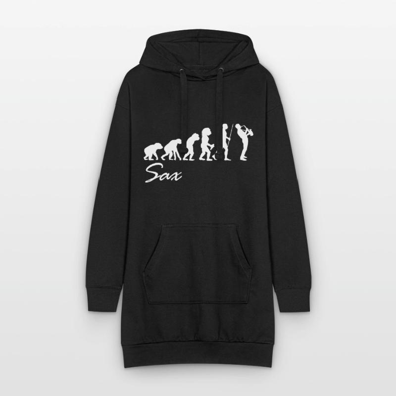 Saxophone Evolution Evolution Stone age musician Hoodie Dress