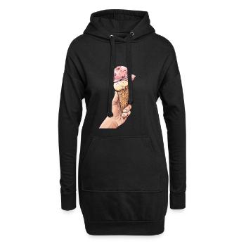 Eis Kugel Lecker Waffeleis Sommer Eiscreme - Hoodie-Kleid - Schwarz - Vorne