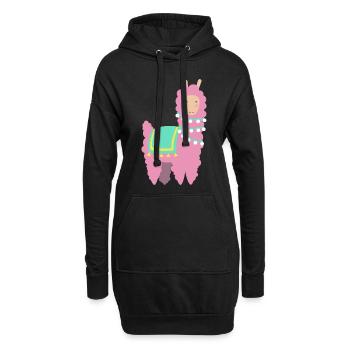 Lama Alpaka Geschenk lustig Tiere Zoo Comic Humor - Hoodie-Kleid - Schwarz - Vorne