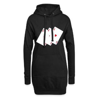 Cartes à jouer Ace - Sweat-shirt à capuche long Femme - noir - Devant