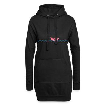 Origami Boot auf dem Ozean - Hoodie-Kleid - Schwarz - Vorne