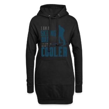skiing dad ski Vater - Hoodie-Kleid - Schwarz - Vorne