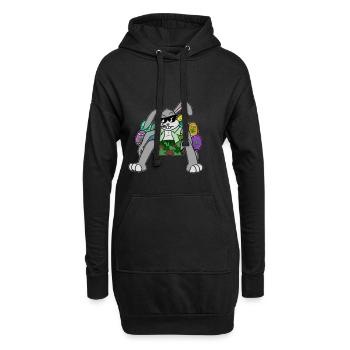 Kiffender Osterhase, geschenk ostern kiffen weed - Hoodie-Kleid - Schwarz - Vorne