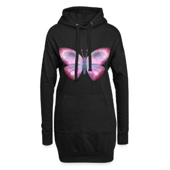Schmetterling - Hoodie-Kleid - Schwarz - Vorne