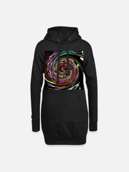 Neon spirals, Neon Spiralen - Hoodie-Kleid - Schwarz