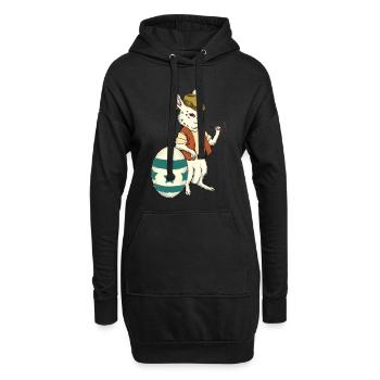 Lapin de fumer, oeuf de Pâques - Sweat-shirt à capuche long Femme - noir - Devant