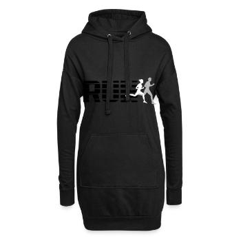 Course de sport - Sweat-shirt à capuche long Femme - noir - Devant