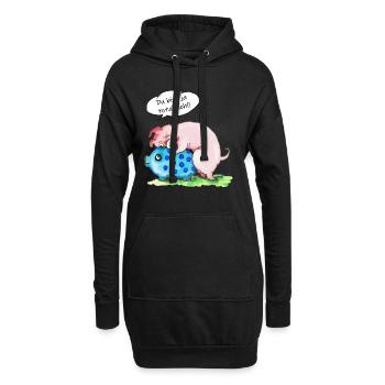 schwein mit leerem Sparschwein: du bist total hohl - Hoodie-Kleid - Schwarz - Vorne