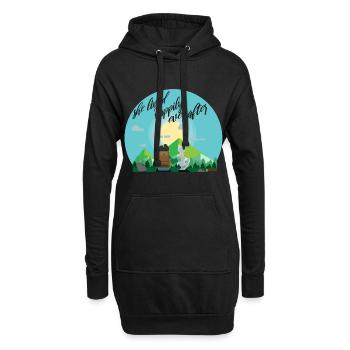 Randonnée vacances montagne liberté chien cadeau - Sweat-shirt à capuche long Femme - noir - Devant