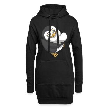 Une idée cadeau coeur de pingouins - Sweat-shirt à capuche long Femme - noir - Devant