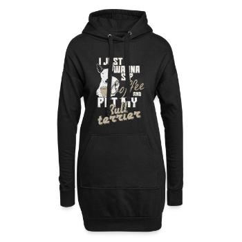 Kaffee Hund - Hoodie-Kleid - Schwarz - Vorne
