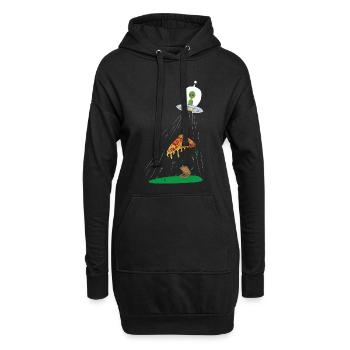 Ufo pizza pour alien - Sweat-shirt à capuche long Femme - noir - Devant