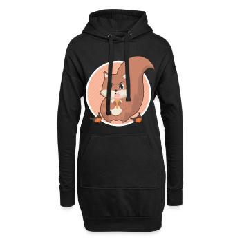 Un écureuil lèche la glace - Sweat-shirt à capuche long Femme - noir - Devant