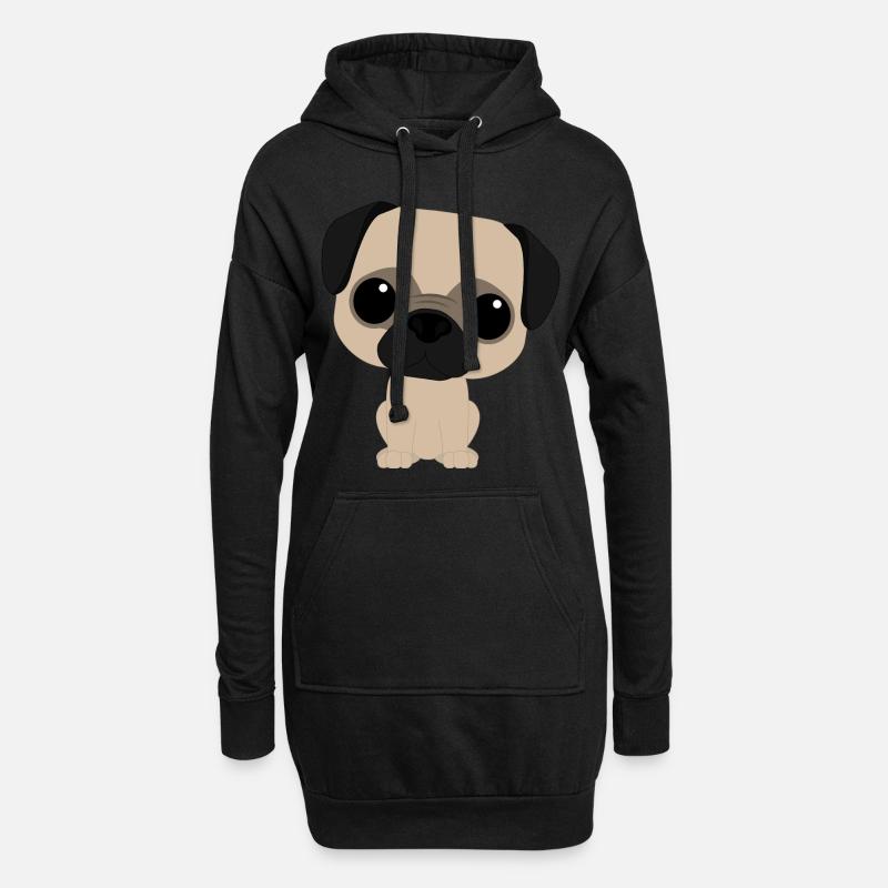 mopsiger Mops. Mops - Hoodie-Kleid - Schwarz
