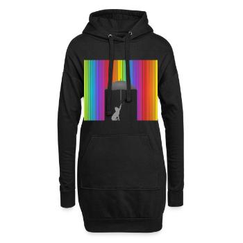 Katze Im Bunten Regen Geschenkidee - Hoodie-Kleid - Schwarz - Vorne