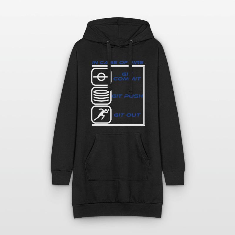 "Im Falle eines Feuers Git Commit Git Push Git Hoodie-Kleid