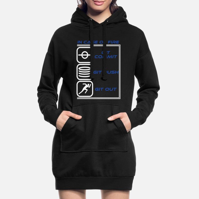 "Im Falle eines Feuers Git Commit Git Push Git Hoodie-Kleid