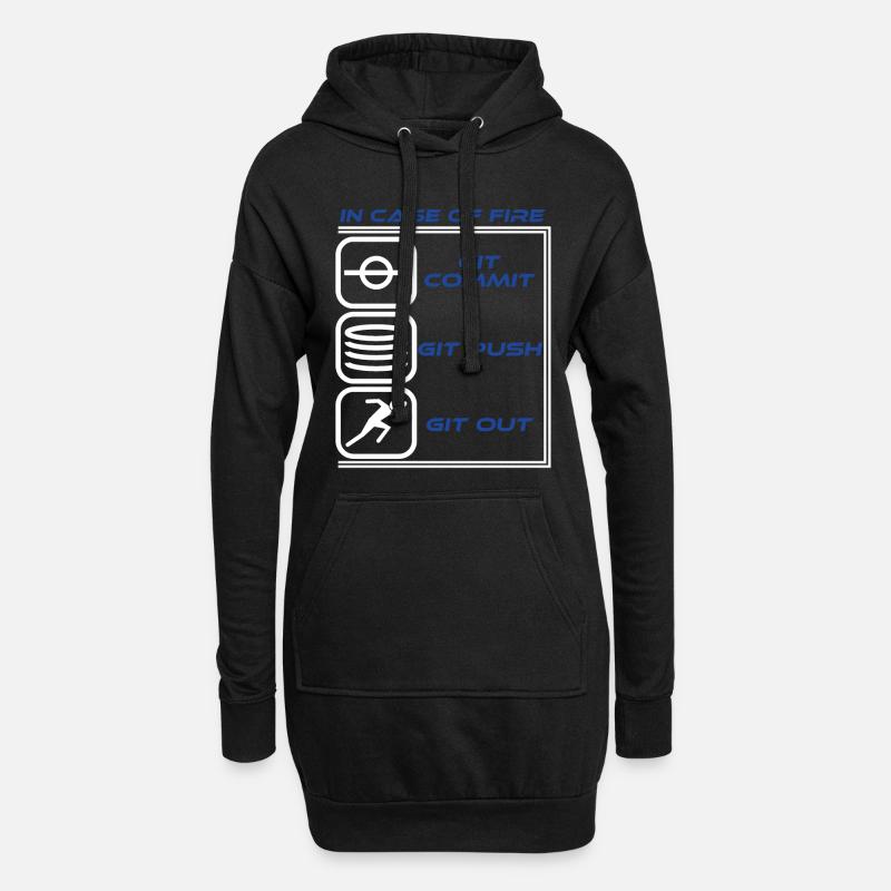 "Im Falle eines Feuers Git Commit Git Push Git - Hoodie-Kleid - Schwarz