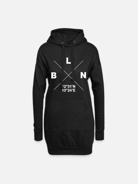 Berlin Koordinaten Design BLN Geschenk Heimat Kiez - Hoodie-Kleid - Schwarz