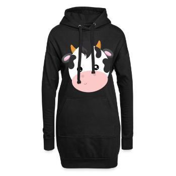 vache - Sweat-shirt à capuche long Femme - noir - Devant