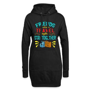 Mit Freunden reisen? Ein schönes reisendes Design - Hoodie-Kleid - Schwarz - Vorne