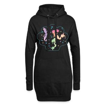 Muschel mit tanzenden Meerjungfrauen - Hoodie-Kleid - Schwarz - Vorne
