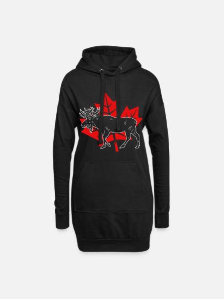 Feuille d'érable d'orignal du Canada - Sweat-shirt à capuche long Femme - noir