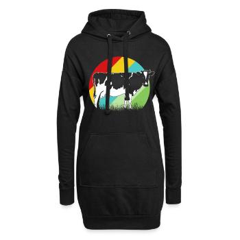 Fermier fermier fermier fermier fermier ferme vaches - Sweat-shirt à capuche long Femme - noir - Devant