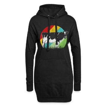 Vache vache fermier ferme fermier fermier agriculture - Sweat-shirt à capuche long Femme - noir - Devant