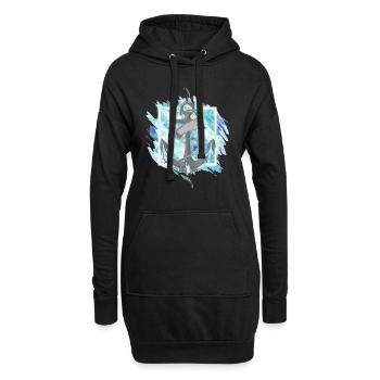 Anker Schiff See Meer Blau Geschenk Geschenkidee - Hoodie-Kleid - Schwarz - Vorne