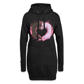 Alpaga chameau amour coeur couple objectif relation - Sweat-shirt à capuche long Femme - noir - Devant