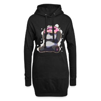 Donut Doughnut Panda Bär Kopf Aufsetzen Lustig - Hoodie-Kleid - Schwarz - Vorne