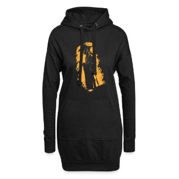 Samurai Silhouette Robe Strohhut Asien Katana - Hoodie-Kleid - Schwarz - Vorne