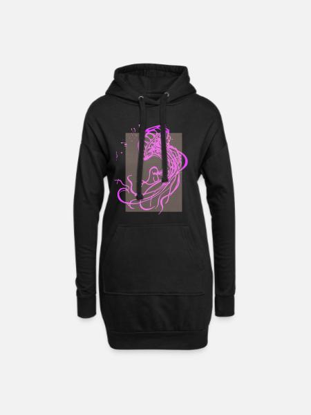 Méduse méduse méduse animaux fruits de mer - Sweat-shirt à capuche long Femme - noir