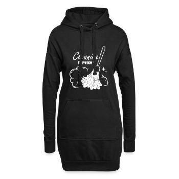 Ich buche mir einen Cleaning Service - Hoodie-Kleid - Schwarz - Vorne