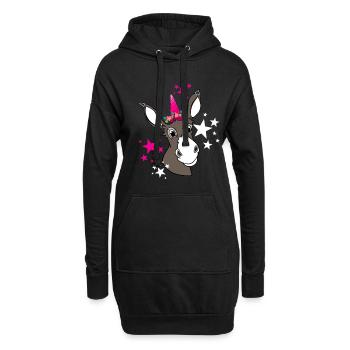 donkey unicorn - niedlicher Esel mit Einhorn - Hoodie-Kleid - Schwarz - Vorne