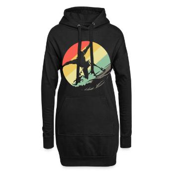 Surfer Surfen Surf Retro Wellen - Hoodie-Kleid - Schwarz - Vorne