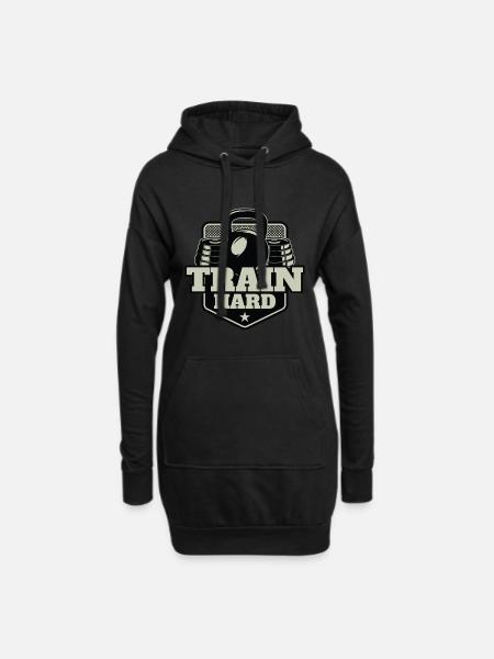 Coole Muskel Fitness Sprüche Geschenk - Hoodie-Kleid - Schwarz