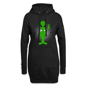 Alien Peacezeichen - Hoodie-Kleid - Schwarz - Vorne