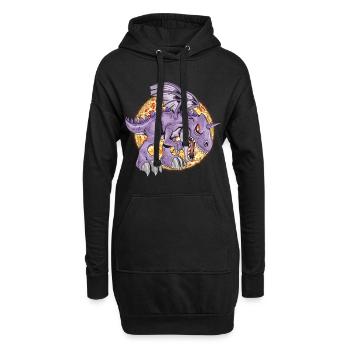 Drache Drachen Feuer Dragon Feuerball Geschenkidee - Hoodie-Kleid - Schwarz - Vorne