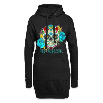 Oldschool Skull shirt - Hoodie-Kleid - Schwarz - Vorne